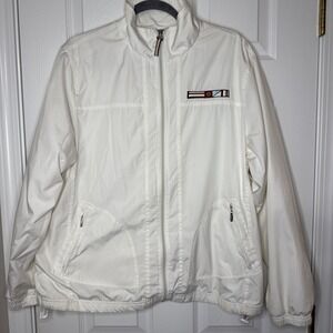 🤍 VINTAGE CATALINA White Windbreaker Jacket | Y2K Aesthetic | Size L (12/14)